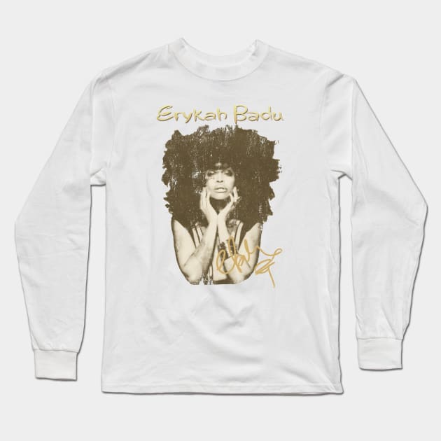 Erykah Badu Vintage Halftone Style Fan Art Signature Fresh Design Long Sleeve T-Shirt by zolazilabi